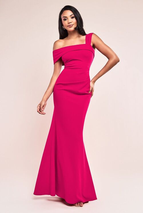 GODDIVA OFF THE SHOULDER PLEATED WAIST MAXI DRESS DR2594G