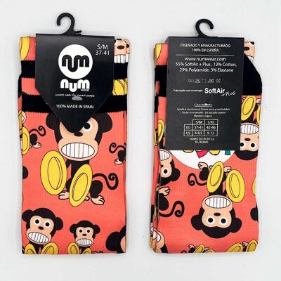 LOCO MONKY MONKY CYMBALS Chaussettes unisexes orange
