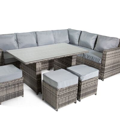 The Tarporley Grey 9 Seat Corner Rattan Dining Set