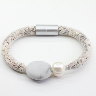Lanzarote  Armband Perle/Kiesel weiß