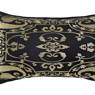 POLYESTER CUSHION 50X10X30 500 GR, BLACK EMBROIDERED TX200925