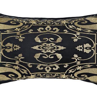 POLYESTER CUSHION 50X10X30 500 GR, BLACK EMBROIDERED TX200925