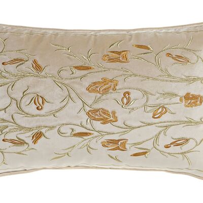POLYESTER CUSHION 50X10X30 500 GR, EMBROIDERED FLOWERS TX200921