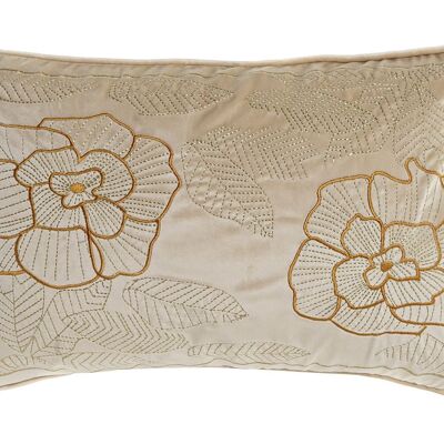 POLYESTER CUSHION 50X10X30 500 GR, EMBROIDERED FLOWERS TX200923