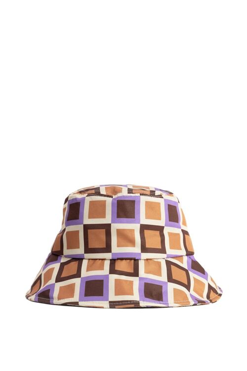 Geometric Print Bucket Hat with Ties