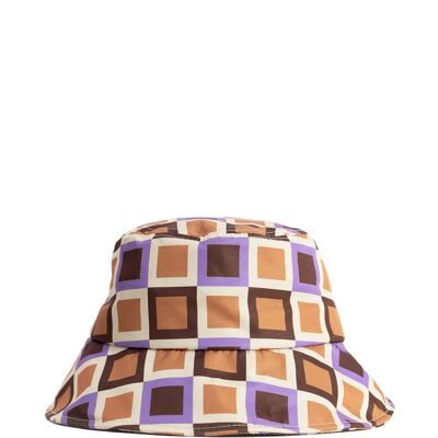 Geometric Print Bucket Hat with Ties