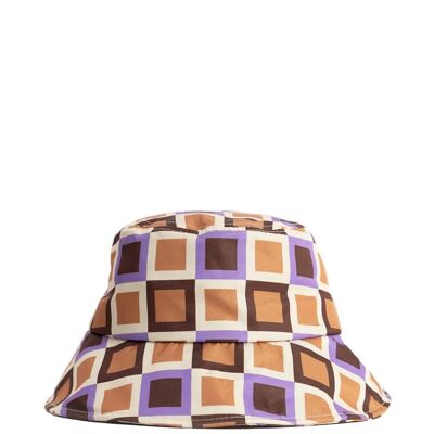 Sombrero de pescador con estampado geométrico y corbatas