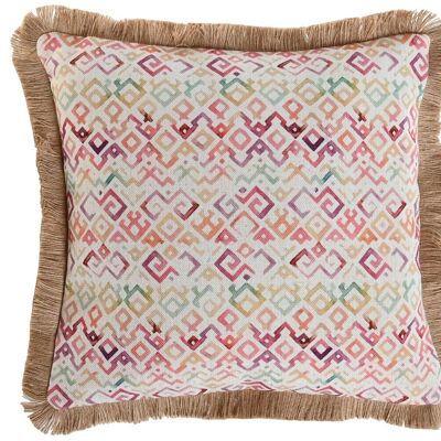 COUSSIN POLYESTER 45X45 420 GR, FRANGES MULTICOLORE TX213557