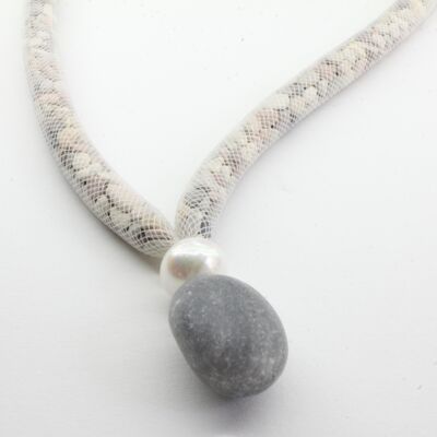 Collana Lanzarote perla/ciottolo bianco
