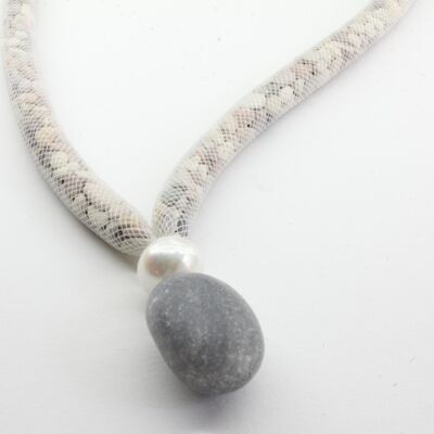 Collana Lanzarote perla/ciottolo bianco