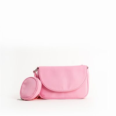 Sac bandoulière avec porte-monnaie en nylon rose