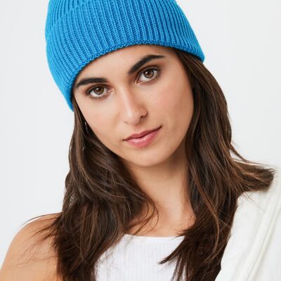 Recycled Knitted Beanie in Blue