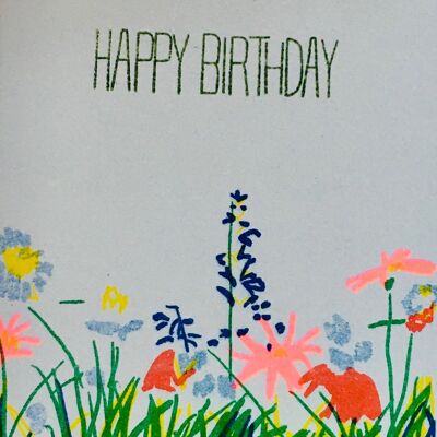 Card Happy Birthday flower meadow