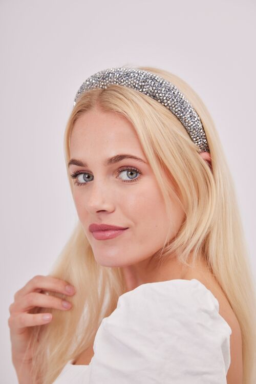 Beaded Headband in Silver