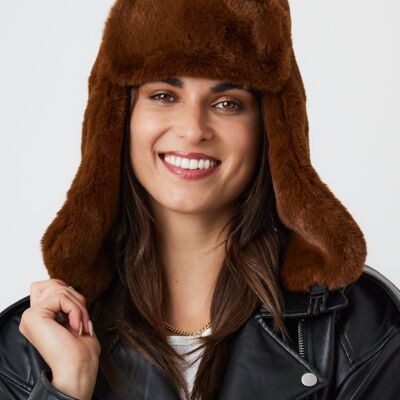 Faux Fur Trapper in Brown