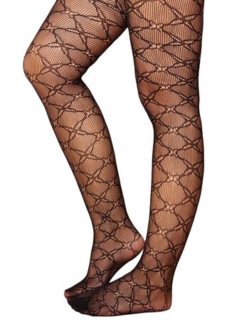 Collants résille à monogramme croisé en noir 4