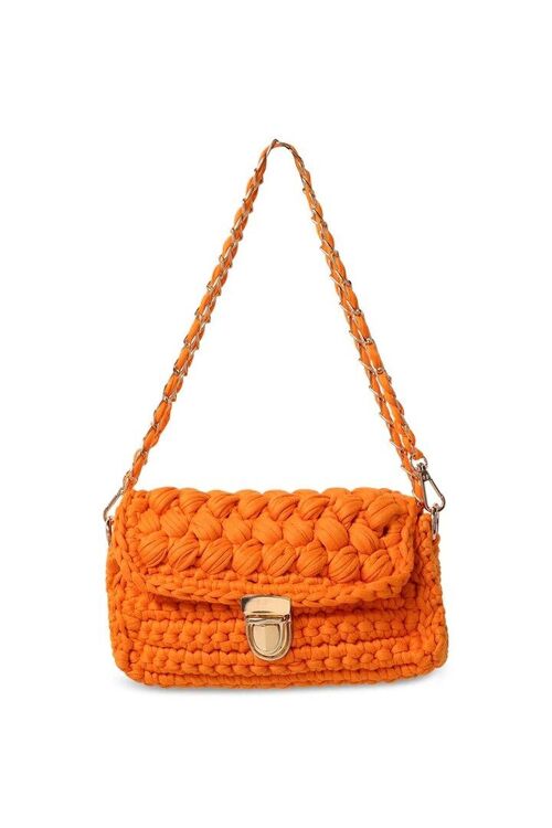 Woven Chunky Clutch Bag in Orange