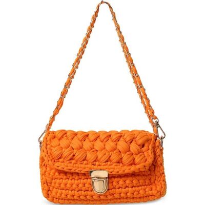 Woven Chunky Clutch Bag in Orange