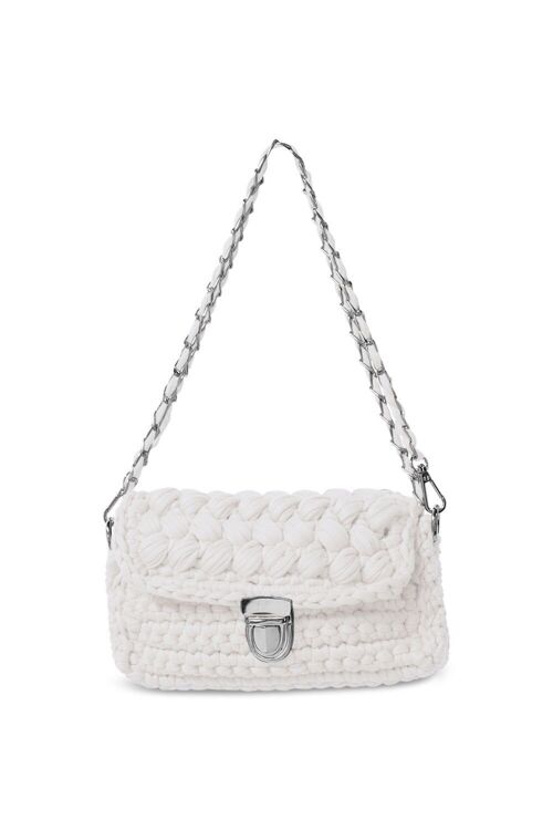 Woven Chunky Clutch Bag in White