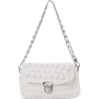 Woven Chunky Clutch Bag in White