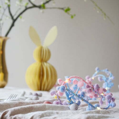 Easter Pastel Rainbow Pom Pom Fairy Lights