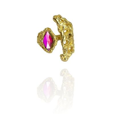 Ring DUBROVNIK GLOW Coral mit Kristallglas – verstellbar
