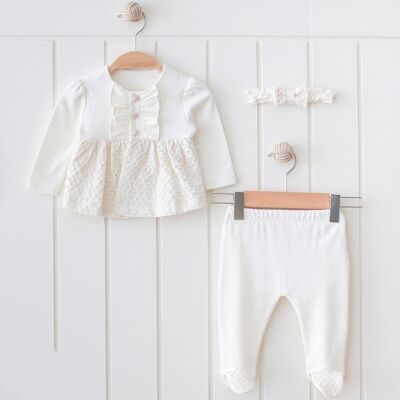 A Pack of Five Baby Girl Newborn Gift Set with Collar Detail 3 pcs- 0-3m
