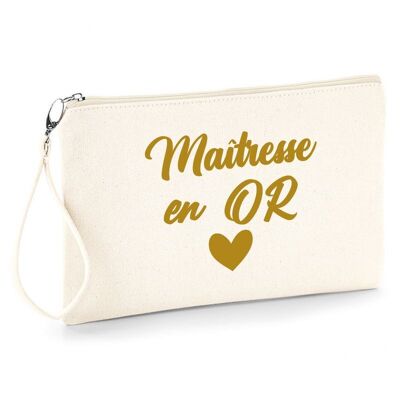 Maitresse pouch in Gold - mistress gift - end of year gift - school gift - made in France