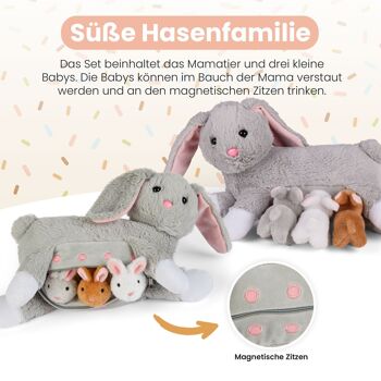 Mamanimals ensemble de peluches maman lapin et bébés 6