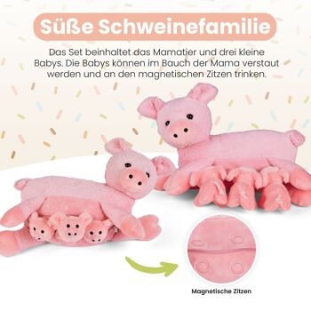 Ensemble peluche Mamanimals Maman Cochon et bébés 6