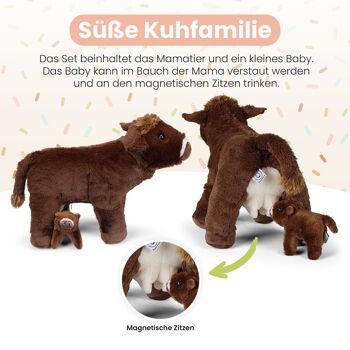 Mamanimals ensemble de peluches maman vache et bébé 6