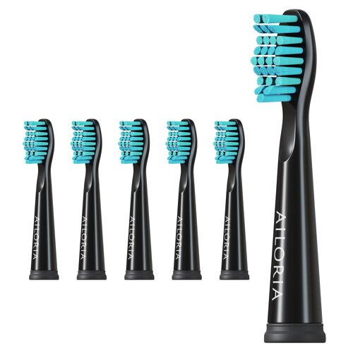 FLASH TRAVEL / PRO SMILE - Replacement brush heads set of 6 - black