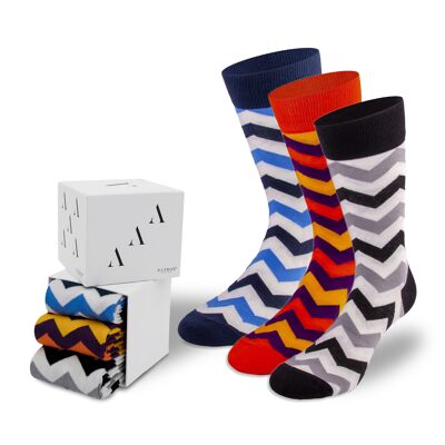 Zick Zack Geschenkbox von PATRON SOCKS - PRAKTISCH, INDIVIDUELL, FREUDE PUR!