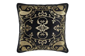 COUSSIN POLYESTER 45X10X45 600 GR, BRODÉ NOIR TX200924 1