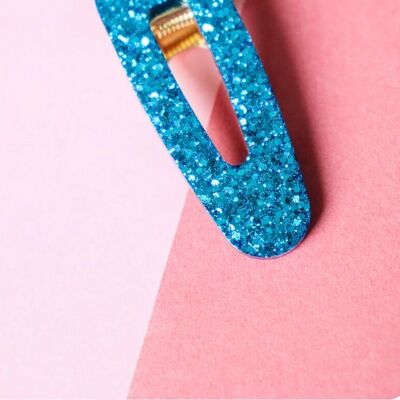 Blue glitter triangle hair clip