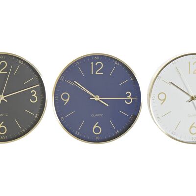 Orologio da parete in alluminio 25X4,2X25 Oro 3 Assortimento. RE188122