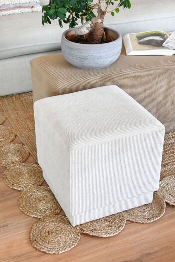 REPOSE-PIEDS MDF POLYESTER 40X40X40 CORRUDE BEIGE MB208372 2