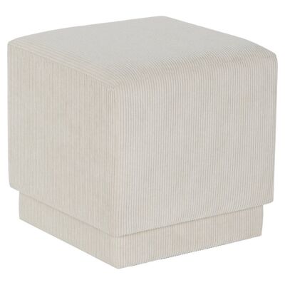 Repose-pieds Polyester Mdf 40x40x40 velours côtelé Beige MB208372