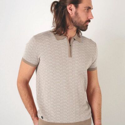 Poloshirt aus geometrischem Jacquard-Strick