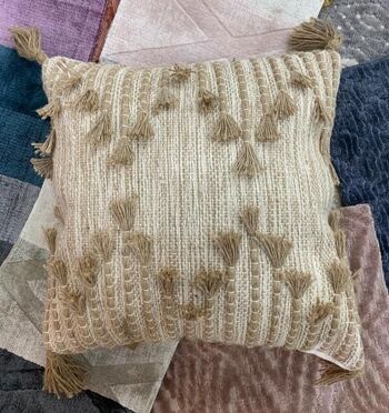 COUSSIN JUTE COTON 45X45 878 GR. FAIT MAIN TX213614