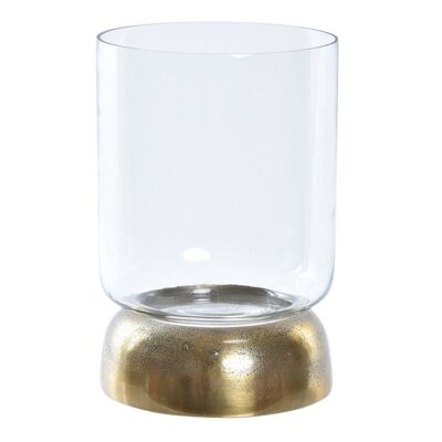 ALUMINUM GLASS CANDLE HOLDER 14X14X21 WORN AL196581