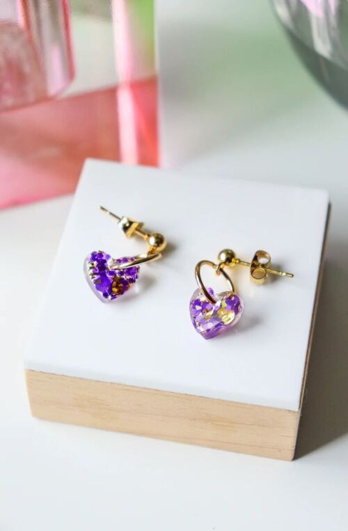 Boucles d'oreilles Lucie violet or