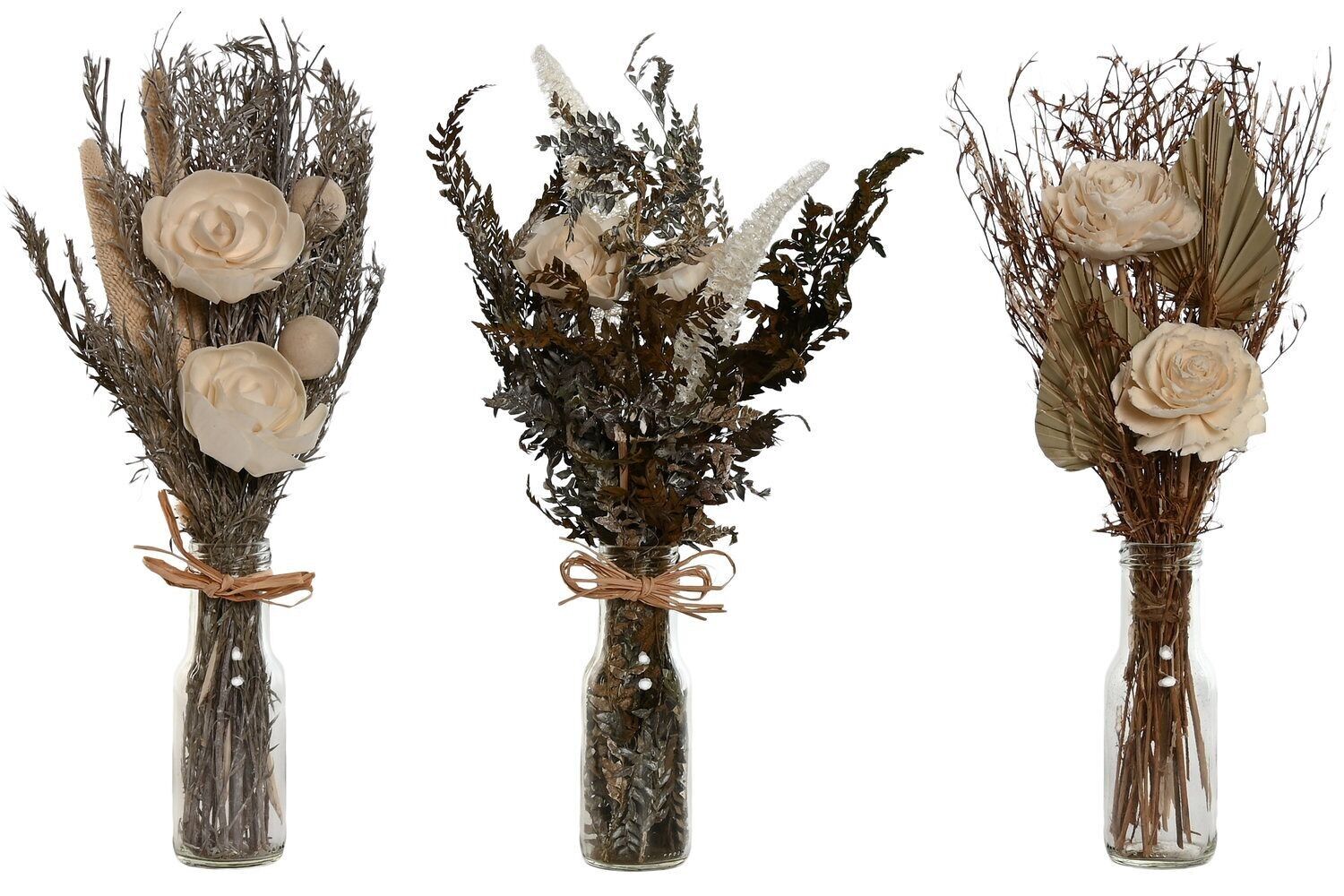 PIANTA FIORE SECCO VETRO 11X11X40 3 SURT. JA211957