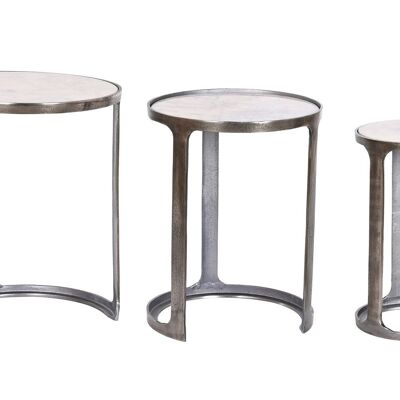 AUXILIARY TABLE SET 3 MARBLE 45.5X45.5X56 PATINATED MB208494