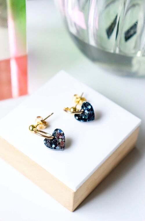 Boucles d'oreilles Lucie paillettes noires