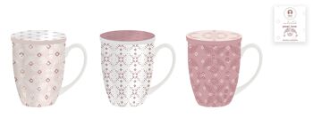 TASSE À INFUSION EN PORCELAINE 12X9X11 380ML, 3 ASSORTIMENTS. PC204183