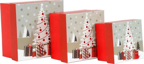 GESCHENKSCHACHTELN TREE  3 TEILIGES SET (HOFF6023)