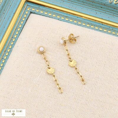 Boucles d'oreilles bohème pierres soleil acier 0323183