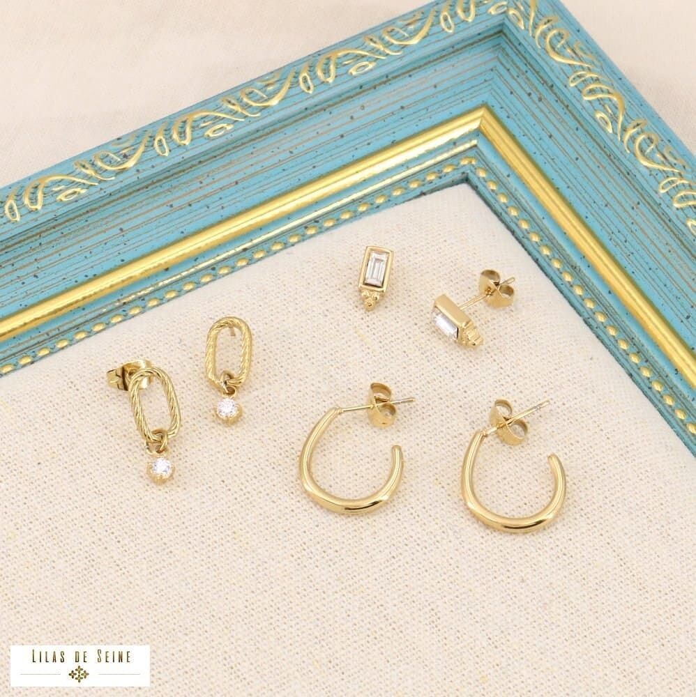 Set di orecchini a cerchio in acciaio con strass 0323175