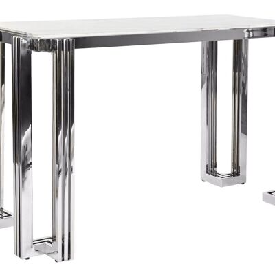 CONSOLE ACIER VERRE 120X45X78 SIMIL MARBRE MB199646